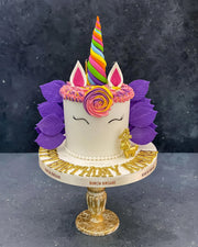 Mor Kanatlı Beyaz Unicorn Pastası