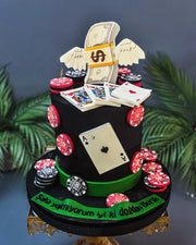 Oyun Kartları ve Poker Fişli Siyah Pasta