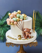 Pastel Balon Tutan Ayıcık 3 Yaş Pastası
