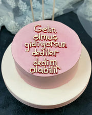 Pembe Esprili Gelin Mesajlı Pasta