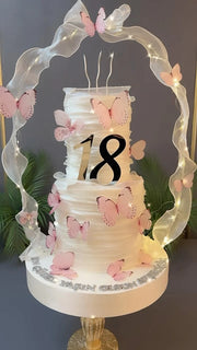 Pembe Kelebek Kemerli 18 Yaş Pastası