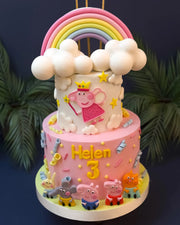 Peppa Pig ve Gökkuşağı İki Katlı Pasta