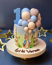 Peter Rabbit ve Pastel Balonlu 1 Yaş Pastası