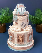 Puset ve Balonlu Pembe Baby Shower Pastası