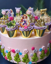 Rapunzel ve Altın Taçlı Cupcake Pasta Seti