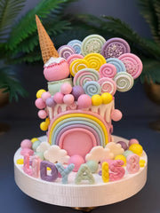 Renkli Lolipop ve Gökkuşağı Pastası