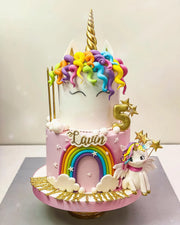 Renkli Yeleli Unicorn ve Gökkuşağı Pastası