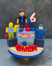 Roblox Figürlü Mavi 6 Yaş Pastası