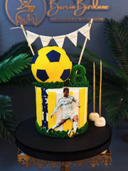 Sarı Lacivert Futbolcu Resimli Pasta