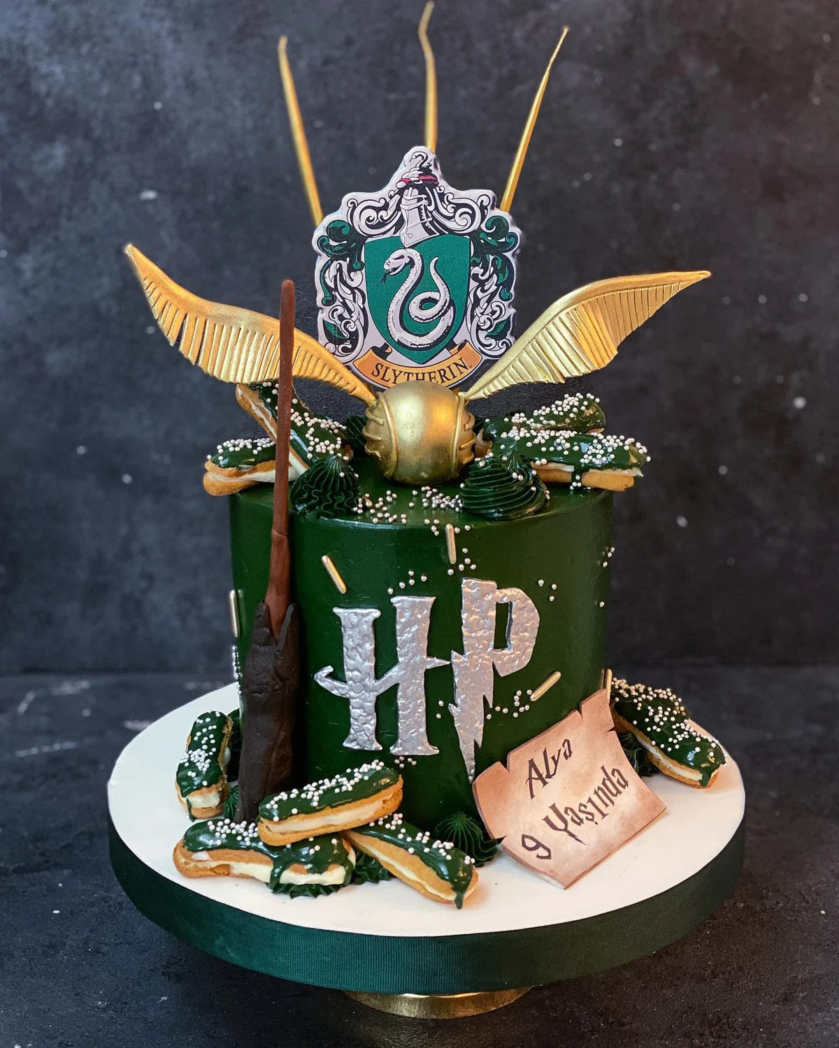 Slytherin Armalı Yeşil Harry Potter Pastası
