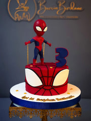 Spider-Man Maskeli Kırmızı 3 Yaş Pastası