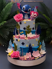 Stitch Figürlü İki Katlı 10 Yaş Pastası