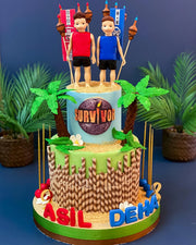 Survivor Temalı Yarışmacı Figürlü Pasta