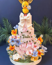 Tweety ve Renkli Çiçekli İki Katlı 1 Yaş Pastası