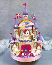 Unicorn ve Mor Şato 1 Yaş Pastası