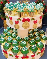 Yeşil Logolu Cupcake Süslemeli İki Katlı Pasta