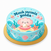 Denizin Minik İncisi Baby Shower baskılı pasta