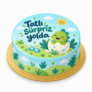 Dino’nun Tatlı Yumurtası Baby Shower baskılı pasta
