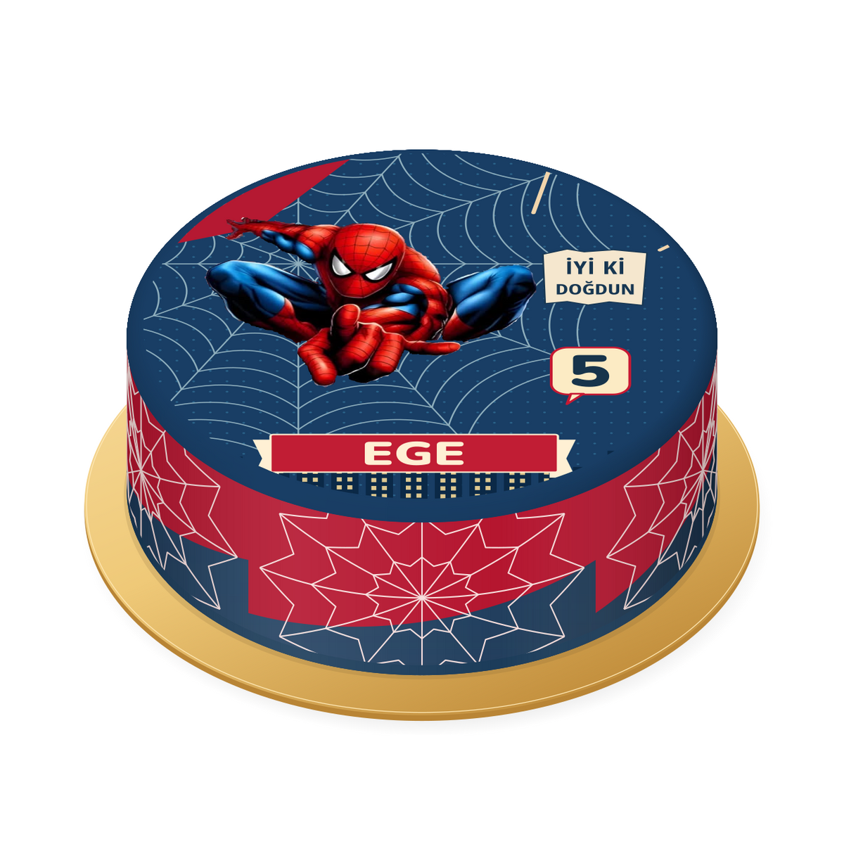 Spider-Man · Kırmızı Ağ Baskılı Pasta