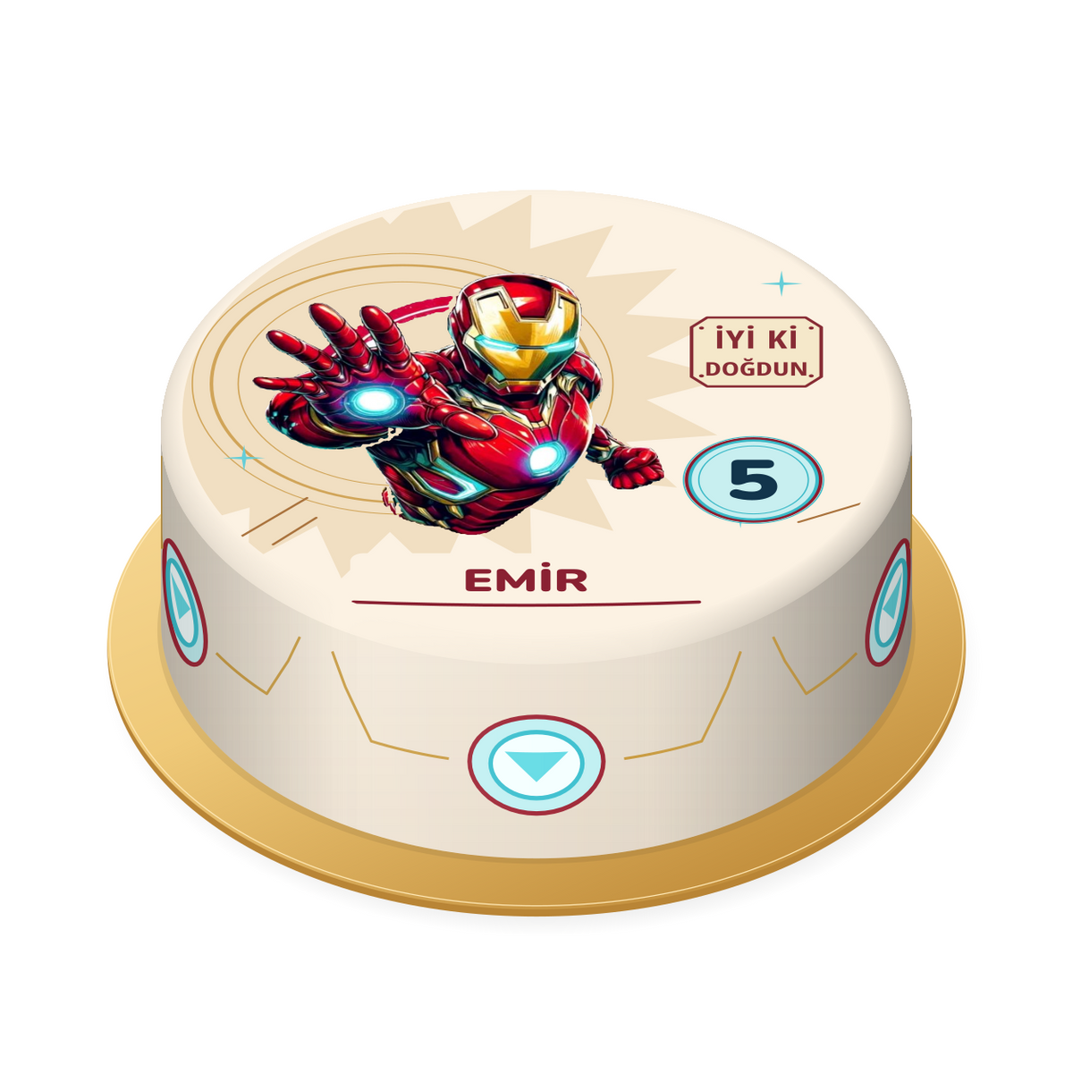 Iron Man · Enerji Patlaması Baskılı Pasta