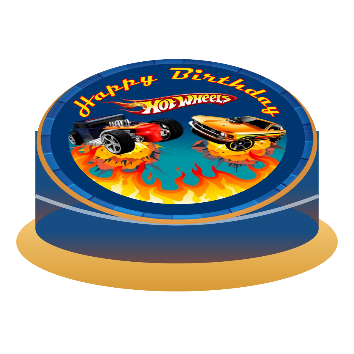 Hot Wheels şeffaf arka planlı 3D pasta görünümü
