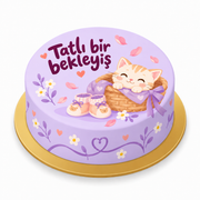 Kedicik ve Minik Patikler Baby Shower baskılı pasta