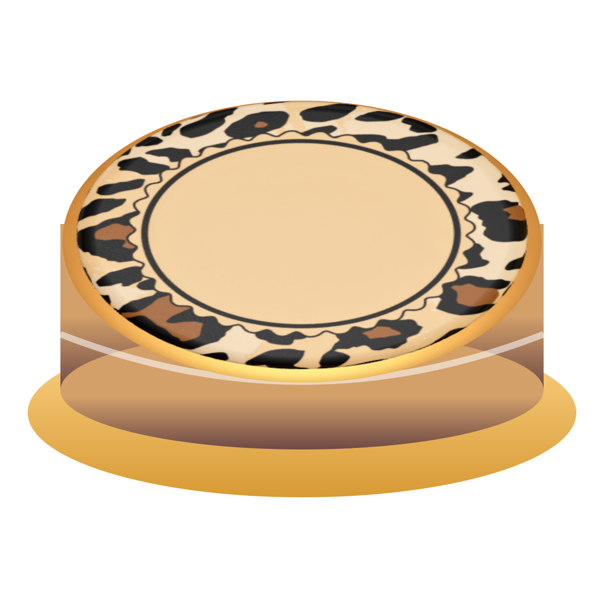 Leopard şeffaf arka planlı 3D pasta görünümü