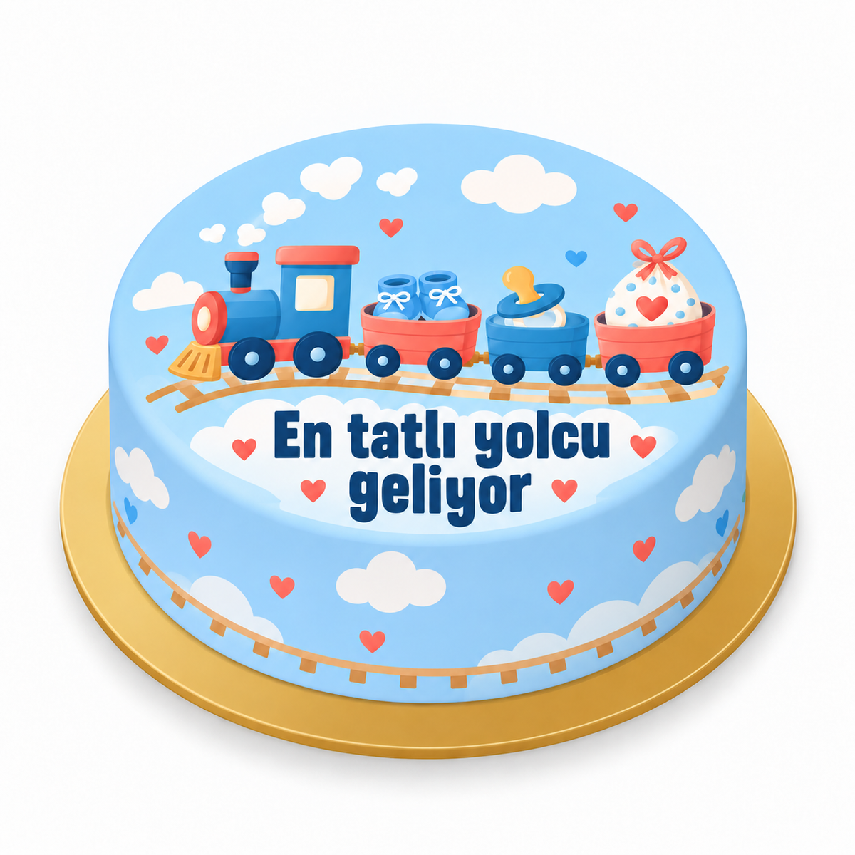 Oyuncak Trenin Müjdesi Baby Shower baskılı pasta