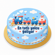 Oyuncak Trenin Müjdesi Baby Shower baskılı pasta