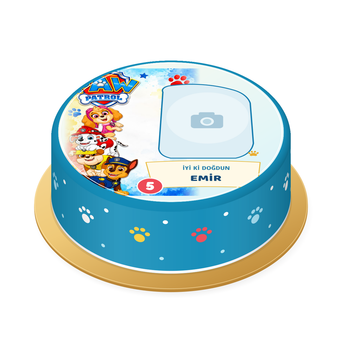 Paw Patrol Temalı Fotoğraflı Baskılı Pasta