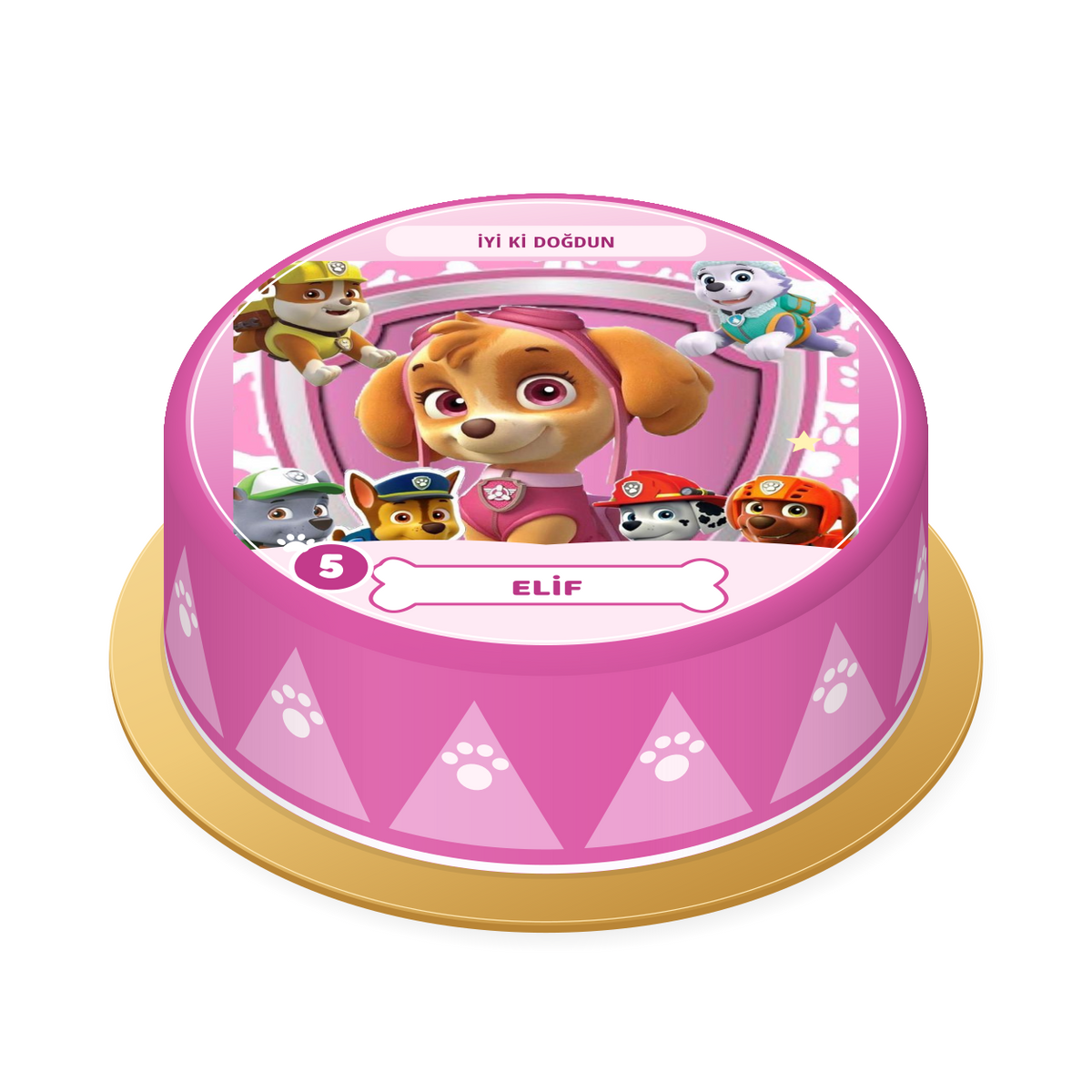 Skye Pembe Temalı Baskılı Pasta