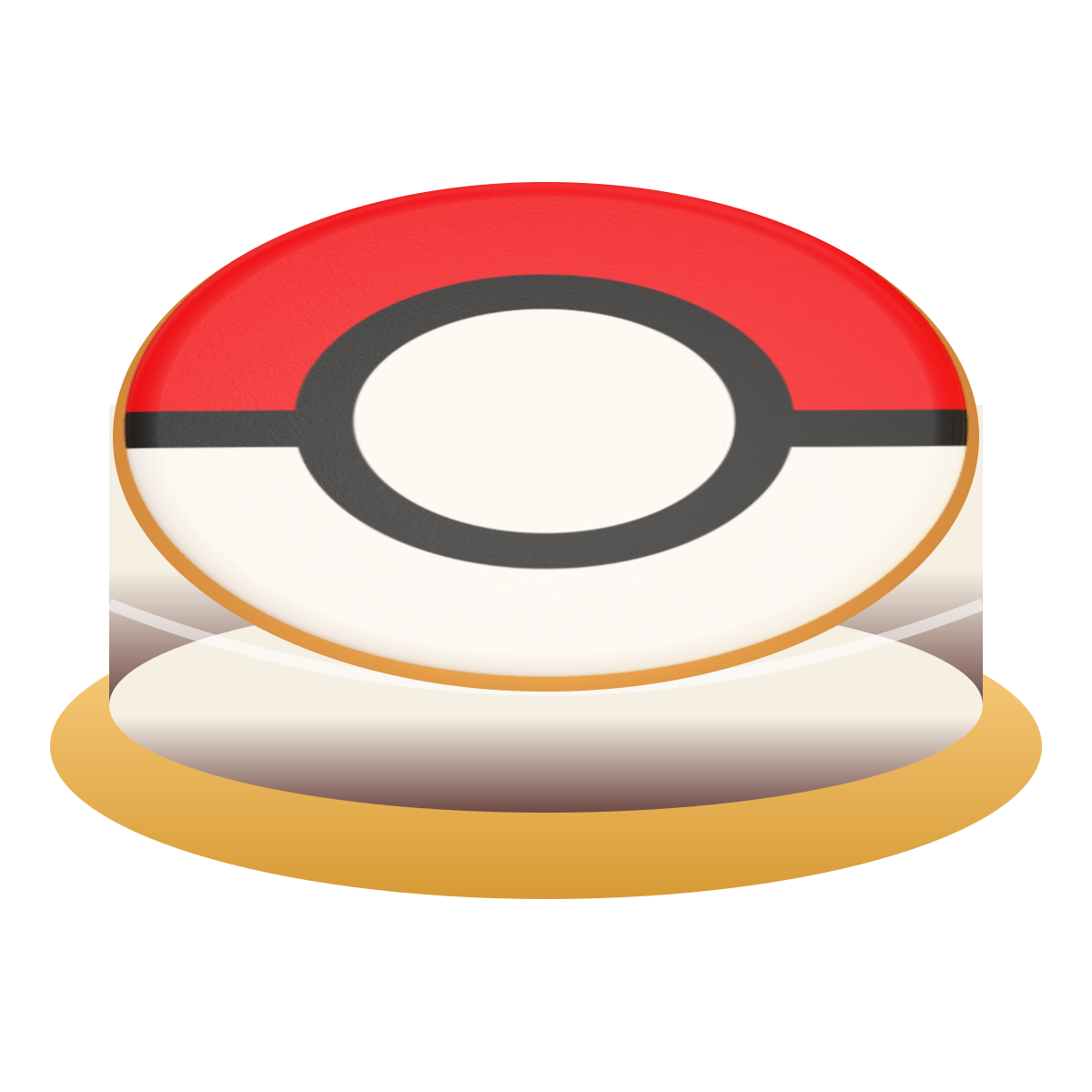 Poke Ball şeffaf arka planlı 3D pasta görünümü
