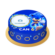 Altın Halkalı Sonic Temalı Fotoğraflı Baskılı Pasta