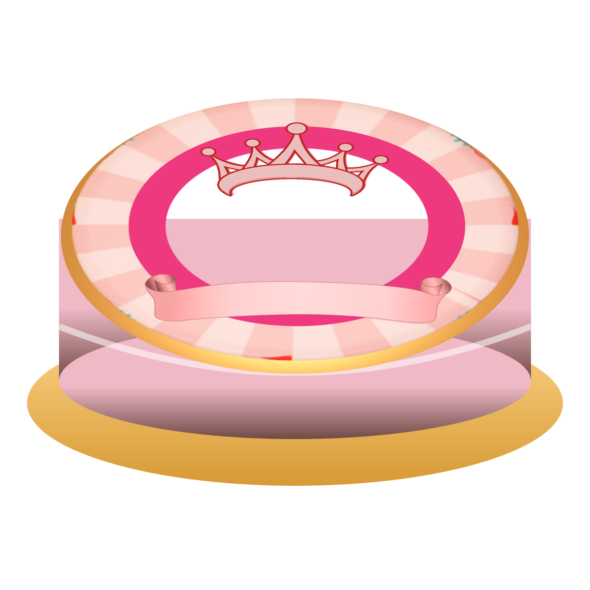 Princess şeffaf arka planlı 3D pasta görünümü