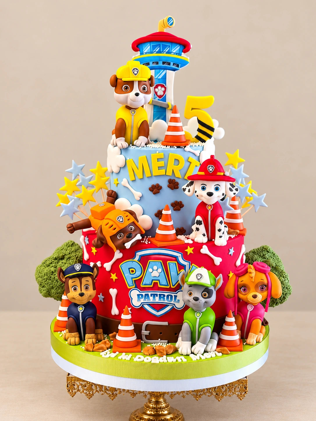 Paw Patrol Figürleri ve Kuleli İki Katlı Pasta