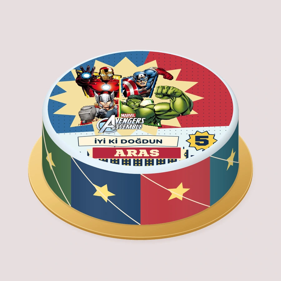 Avengers Temalı Baskılı Pasta
