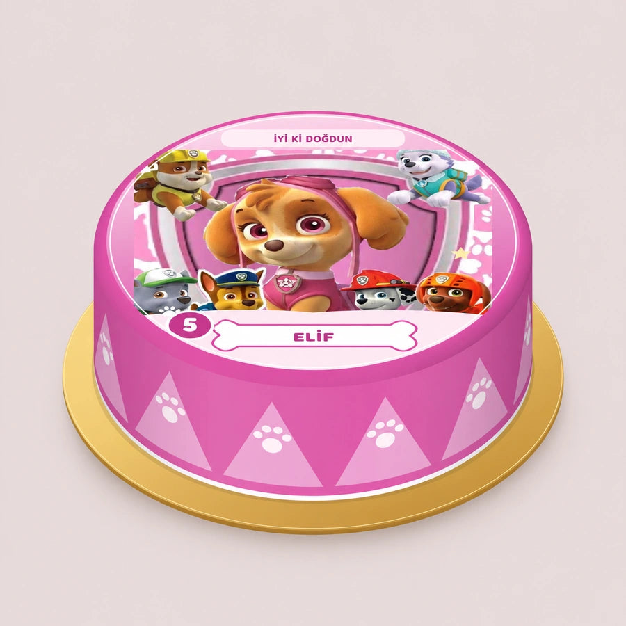 Skye Pembe Temalı Baskılı Pasta
