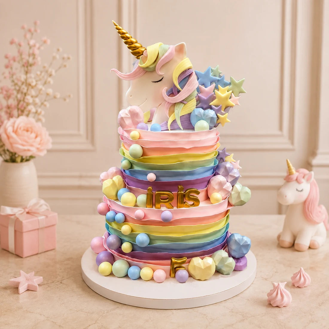 Unicorn İki Katlı Soft Dalgalar Pasta