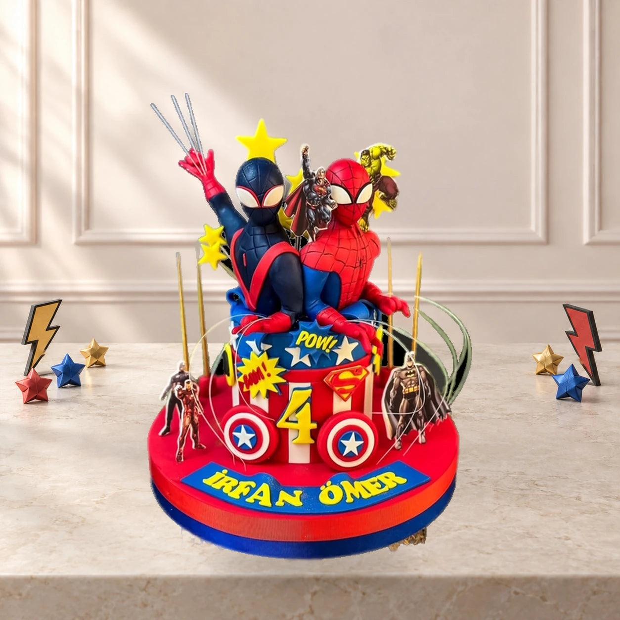 Spider-Man Çift Figürlü Pasta