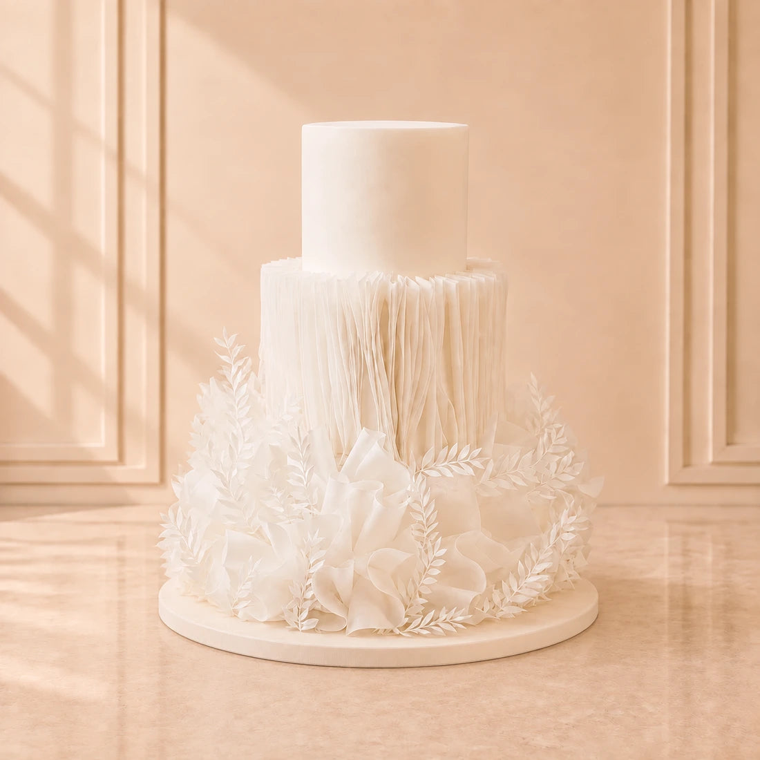 Gofret Kağıtlı Modern Nişan Pastası